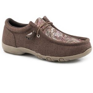 Roper Women's Vamp Embossed Floral Moc Casual Slip on Shoe Size 10